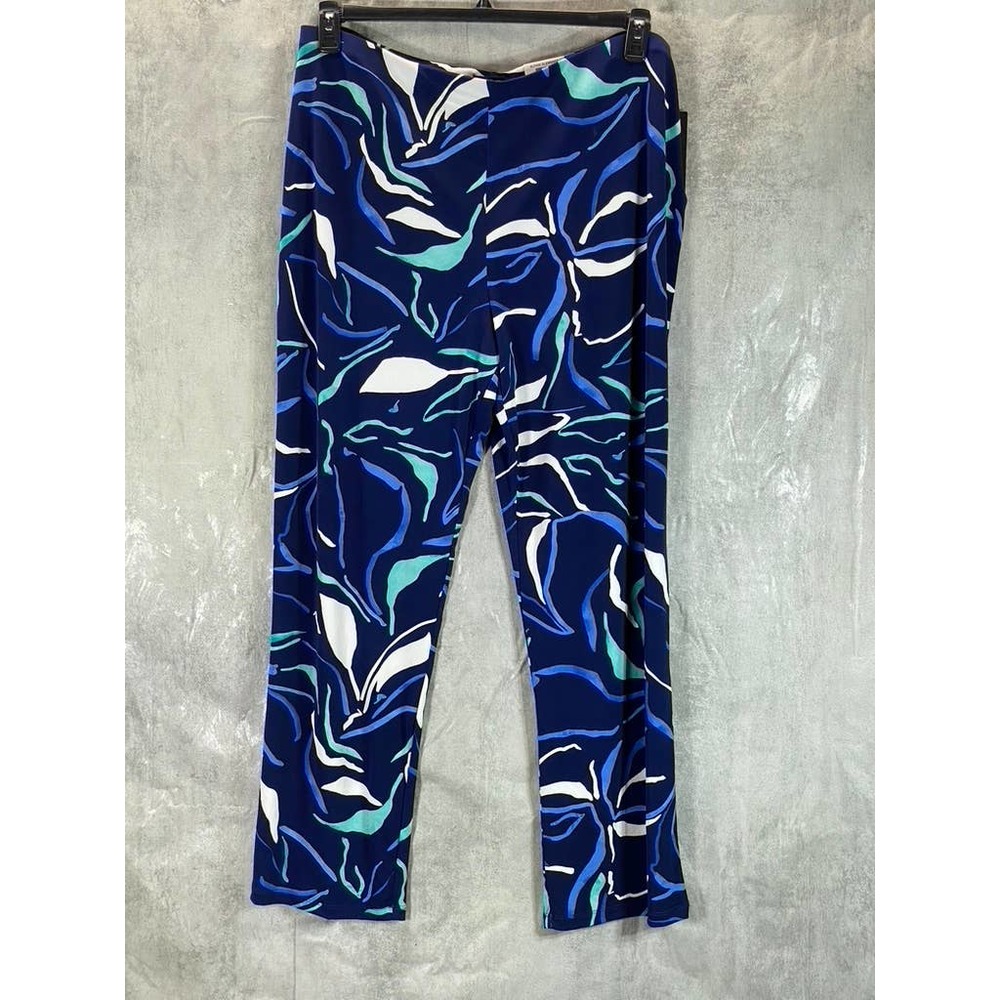 Alfani Women's Plus Size Navy Printed Wide-Leg Pull-On Pants SZ 3X